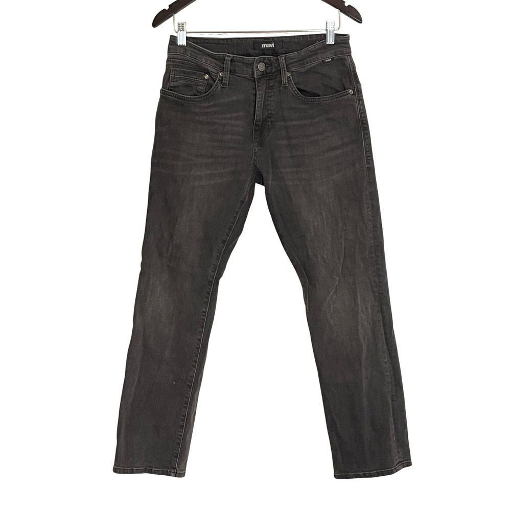 Mavi Zach Straight Leg Jeans Mens 30x30 Washed Black Stretch Denim Pants